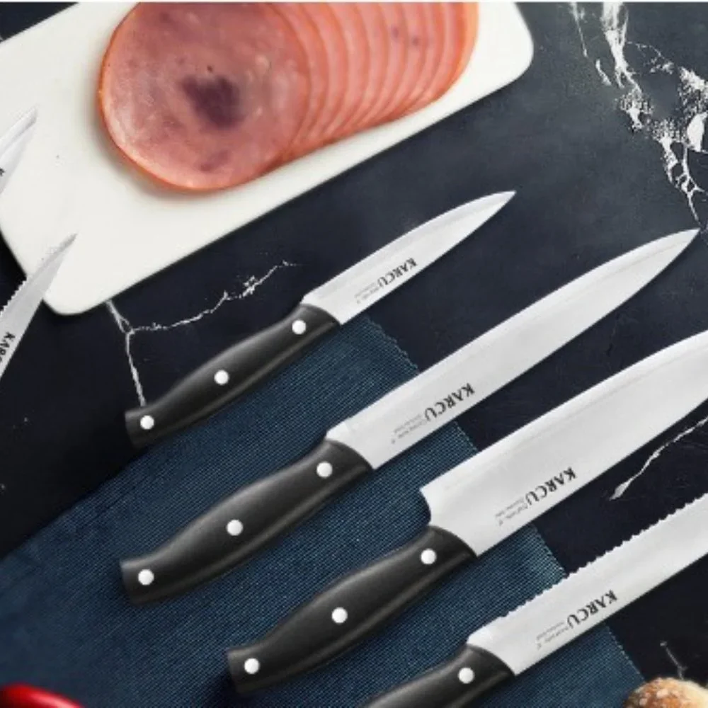 13 pc KITCHEN + STEAK KNIVES + SCISSORS - BLOCK SET (Black)